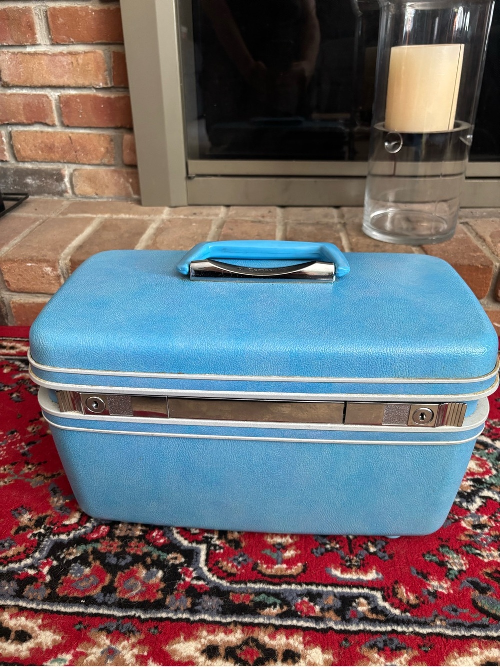 Vintage Samsonite Silhouette Baby Blue Hard Case Train Makeup Case  14”x 8”x 7” - Picture 11 of 12